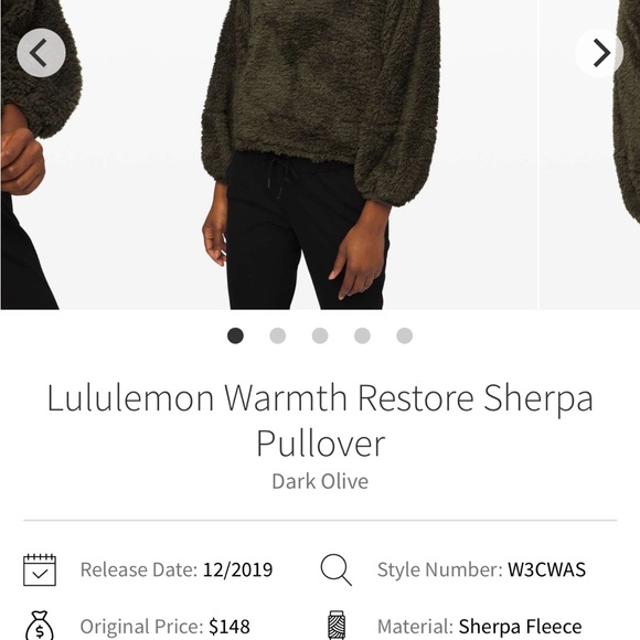 Lululemon Sherpa Warmth Restore Pullover Olive Green Xs/S - Picture 6 of 7